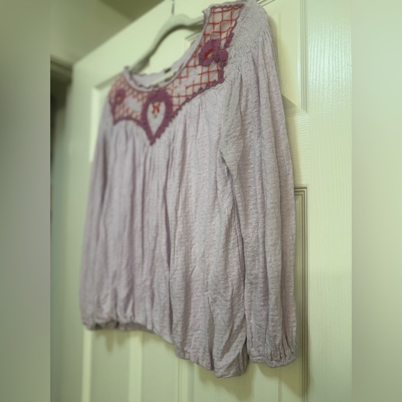 Free People Begonia Embroidered Bohemian Top in Lilac - Picture 6 of 14